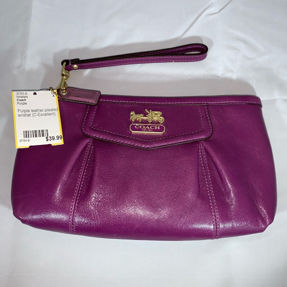 Purple Leather wristlet. Maddison collection.